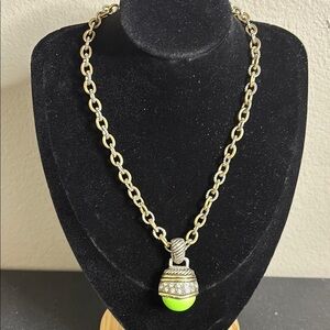 And Lovely Two Tone Green Pendant Rhinestone Necklace